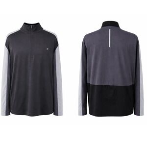 Xersion Mens Black Gray Color Block 1/4 Zip Long Sleeve Athlet Pullover Shirt XL